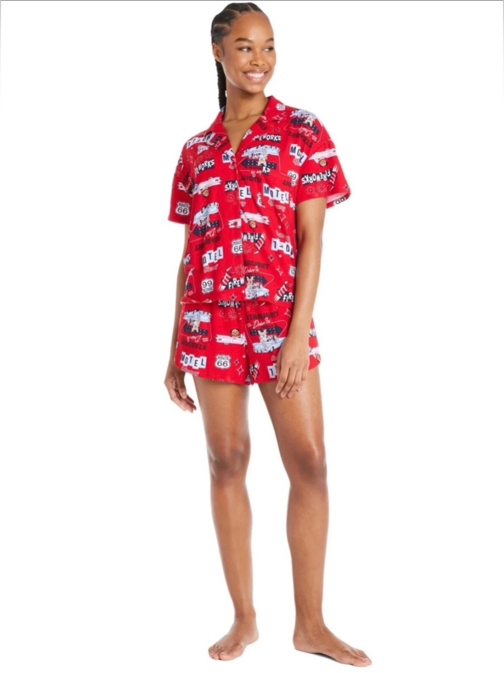 Red Graphic Short Pajama Set